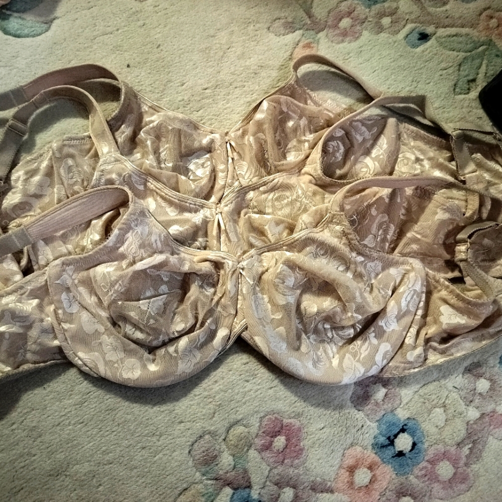 3 Pack GUC Wacoal 40DD underwire bra, no padding, floral lace mesh on top VERY …